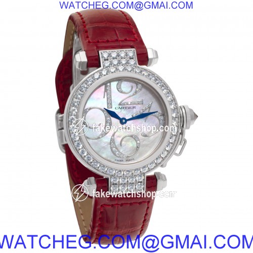 Cartier wj123221 Pasha 32 Quartz Female 18k White Gold 4