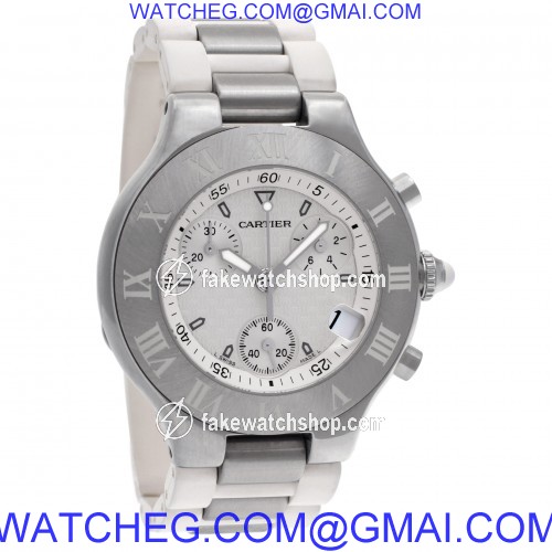 Cartier w10125U2 Chronoscaph 21 Quartz Unisex Stainless Steel 4