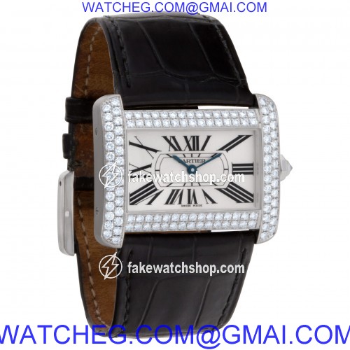 Cartier WA301370 Divan Quartz Female 18k White Gold 4