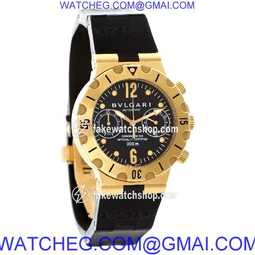 Bvlgari SC 38 C Diagono Acqua Scuba Automatic Unisex 18k Yellow Gold 4