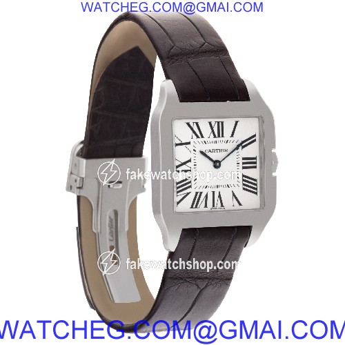 Cartier W2009451 Santos Dumont Quartz Unisex 18k White Gold 4