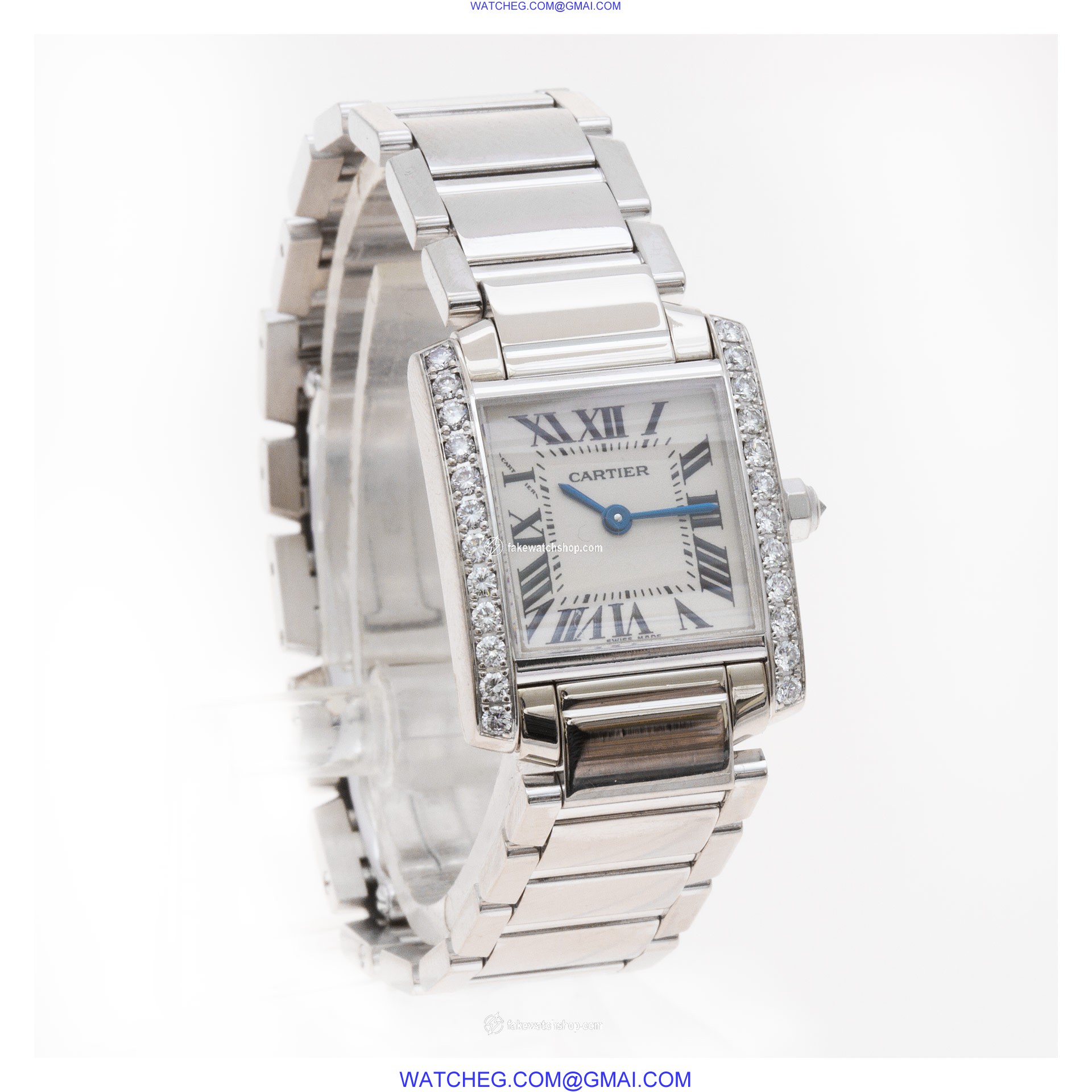 Cartier WE1002S3 Tank Francaise Quartz Female 18k White Gold 4