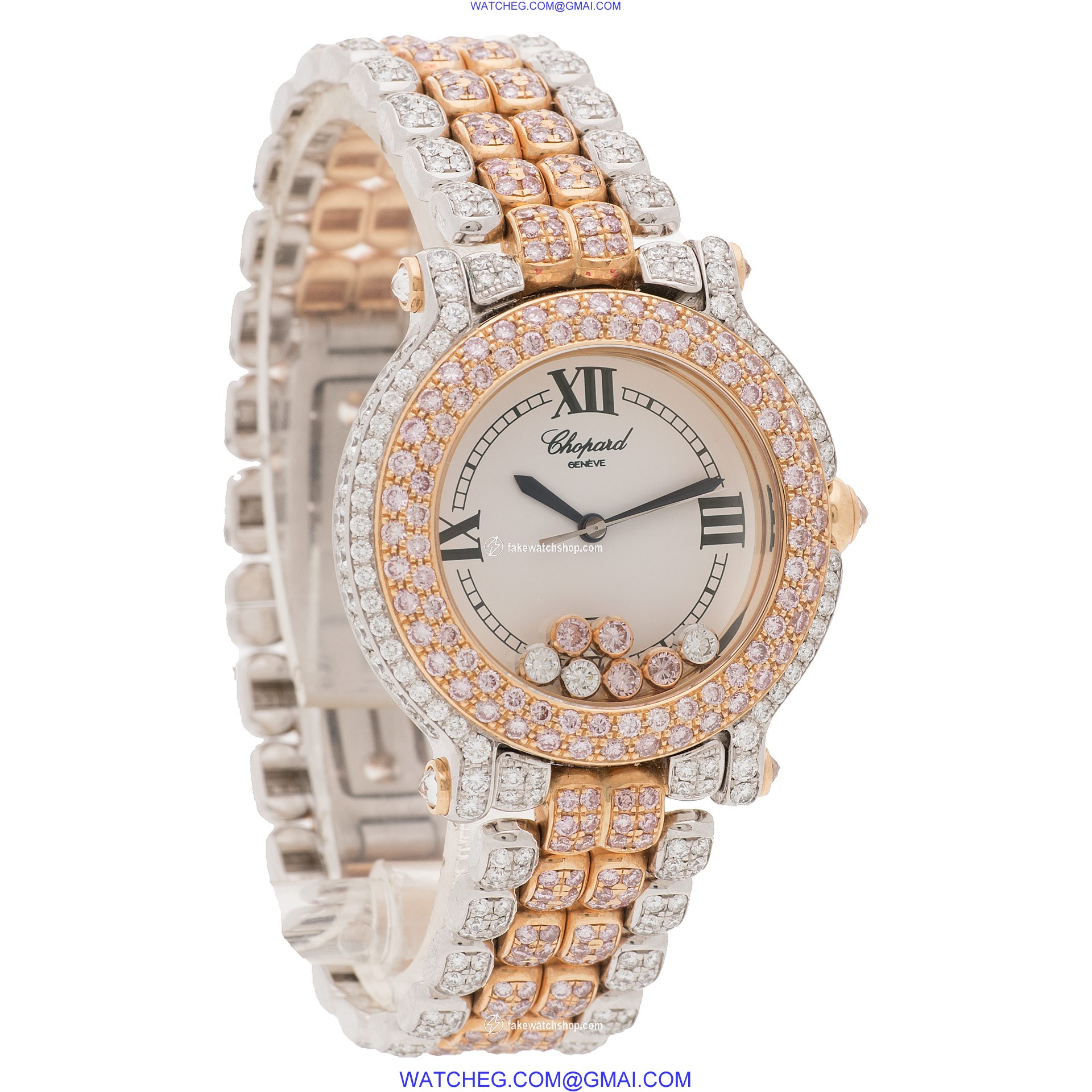 Chopard 27/6181-29 Happy Sport Quartz Female 18k White and Pink Gold 4