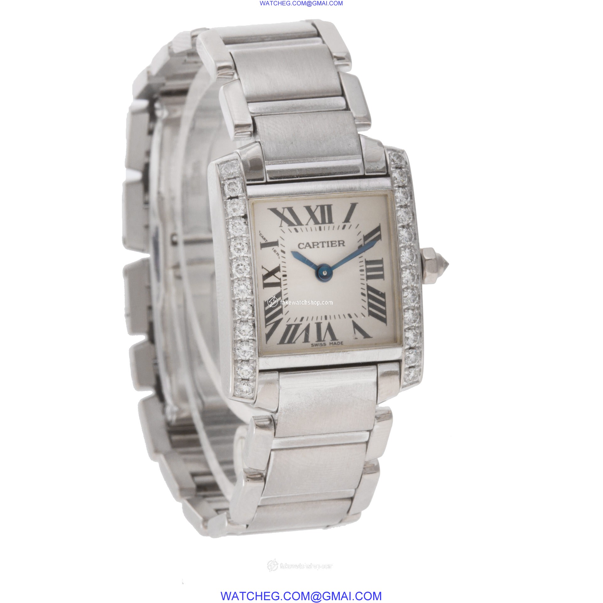 Cartier WE1002S3 Tank Francaise Quartz Female 18k White Gold 4