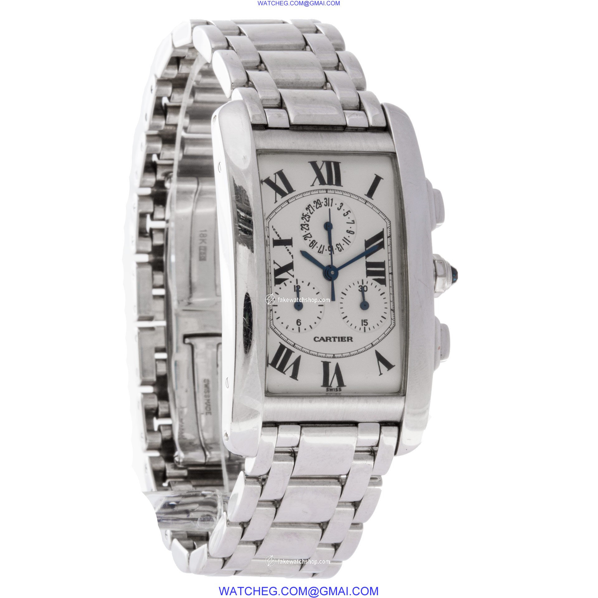 Cartier W26033L1 Tank Americaine Quartz Male 18k White Gold 4