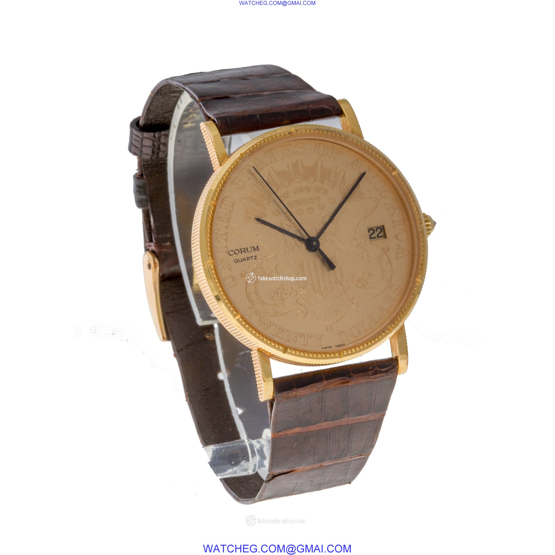 Corum 1894 $20 gold piece Quartz Male 18k yellow gold 4