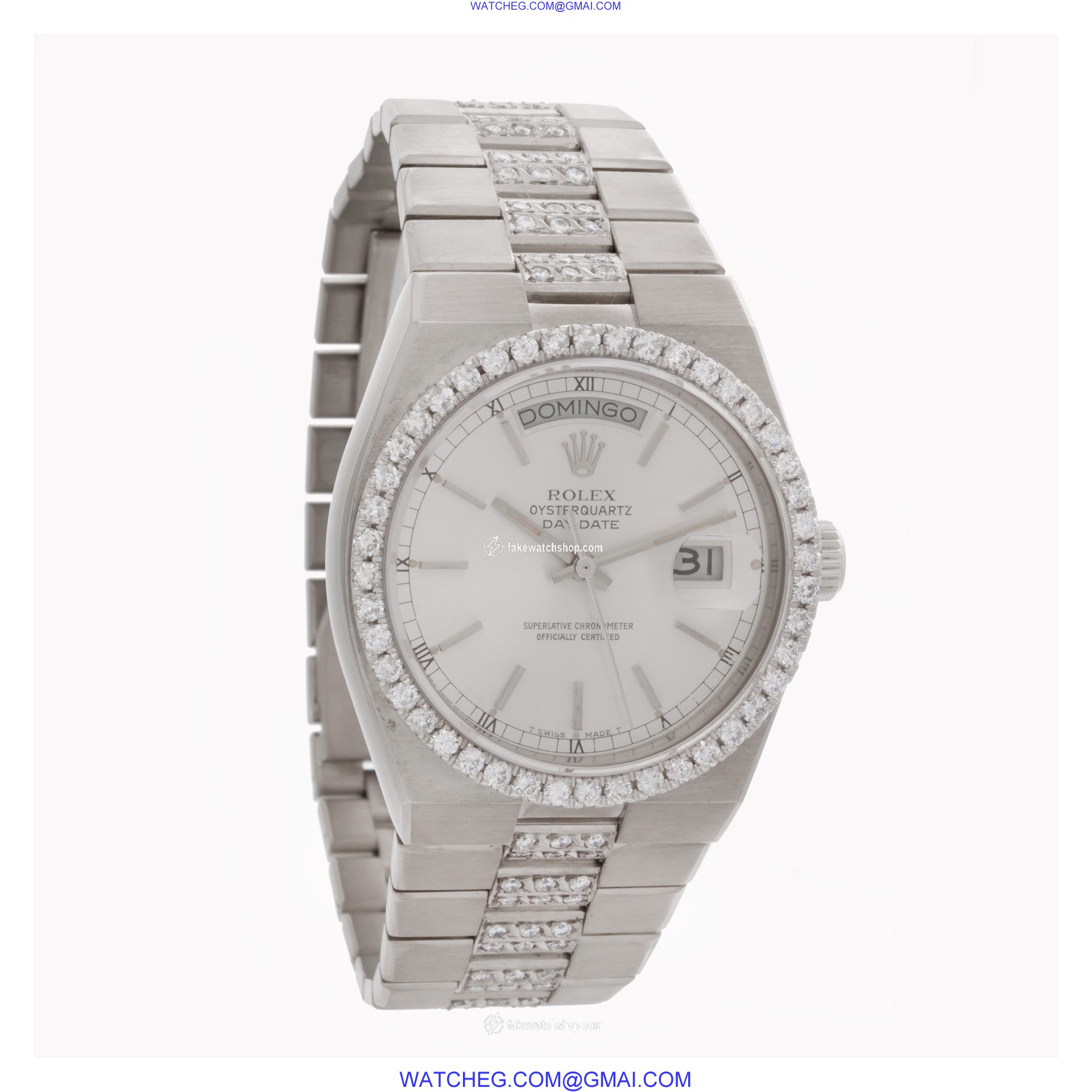 Rolex 19019 Oysterquartz Day Date Quartz Male 18k White Gold 4