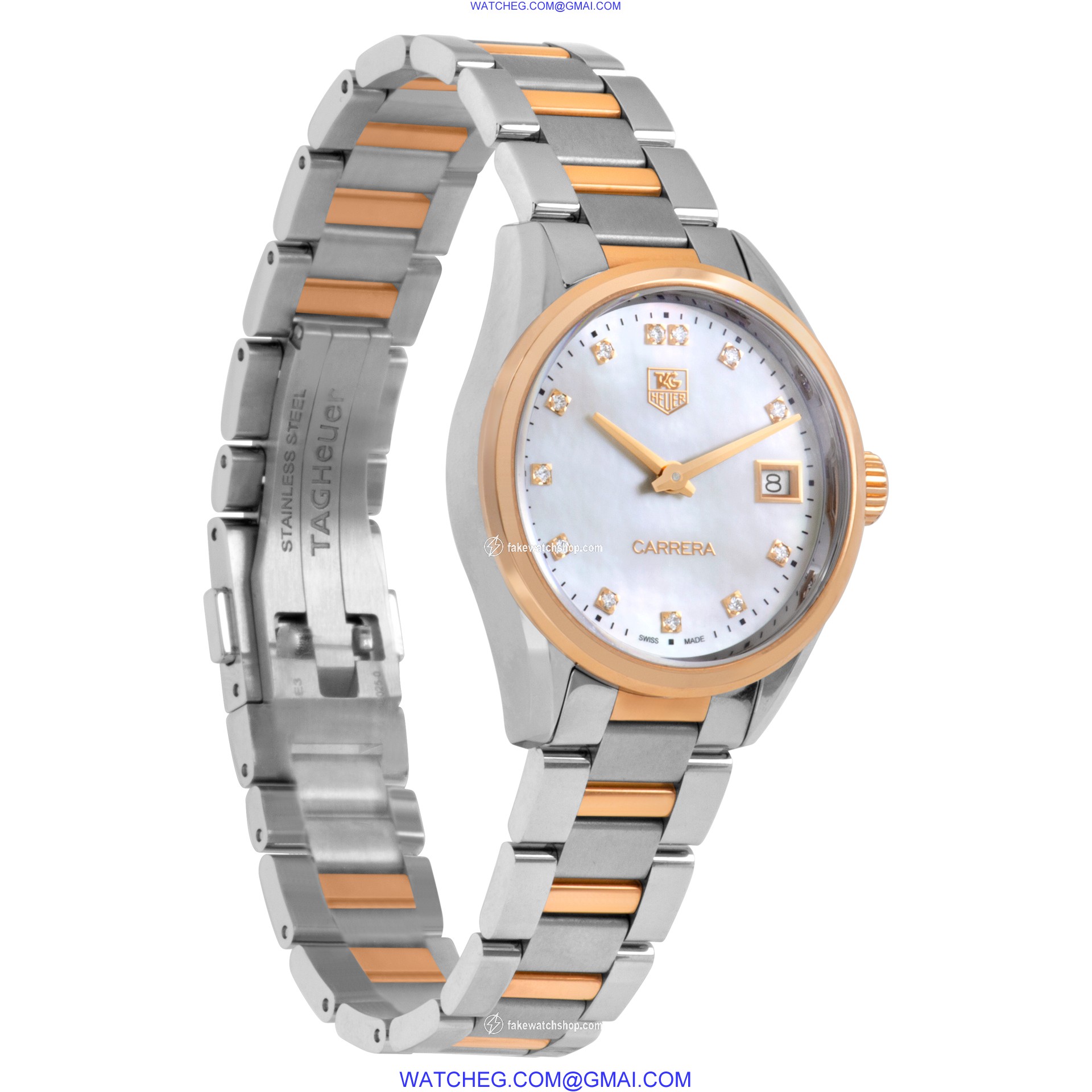 Tag Heuer WAR1352.BD0779 Carrera Quartz Female 18k rose gold & stainless steel 4