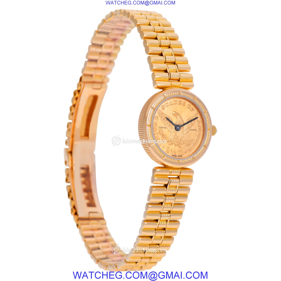 Corum 1852 $2.50 gold coin Quartz Female 18k yellow gold 4