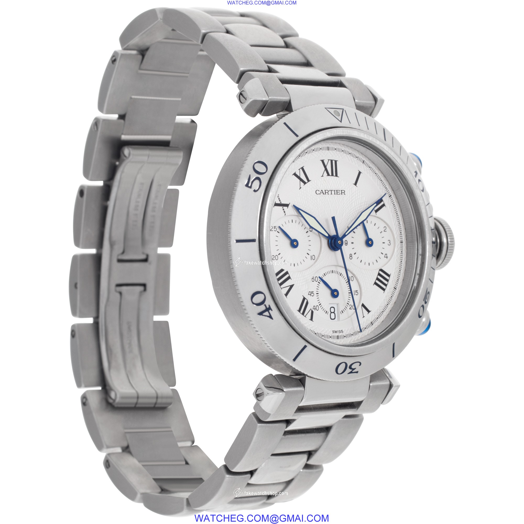 Cartier 1050 Pasha Quartz Male Stainless Steel 4