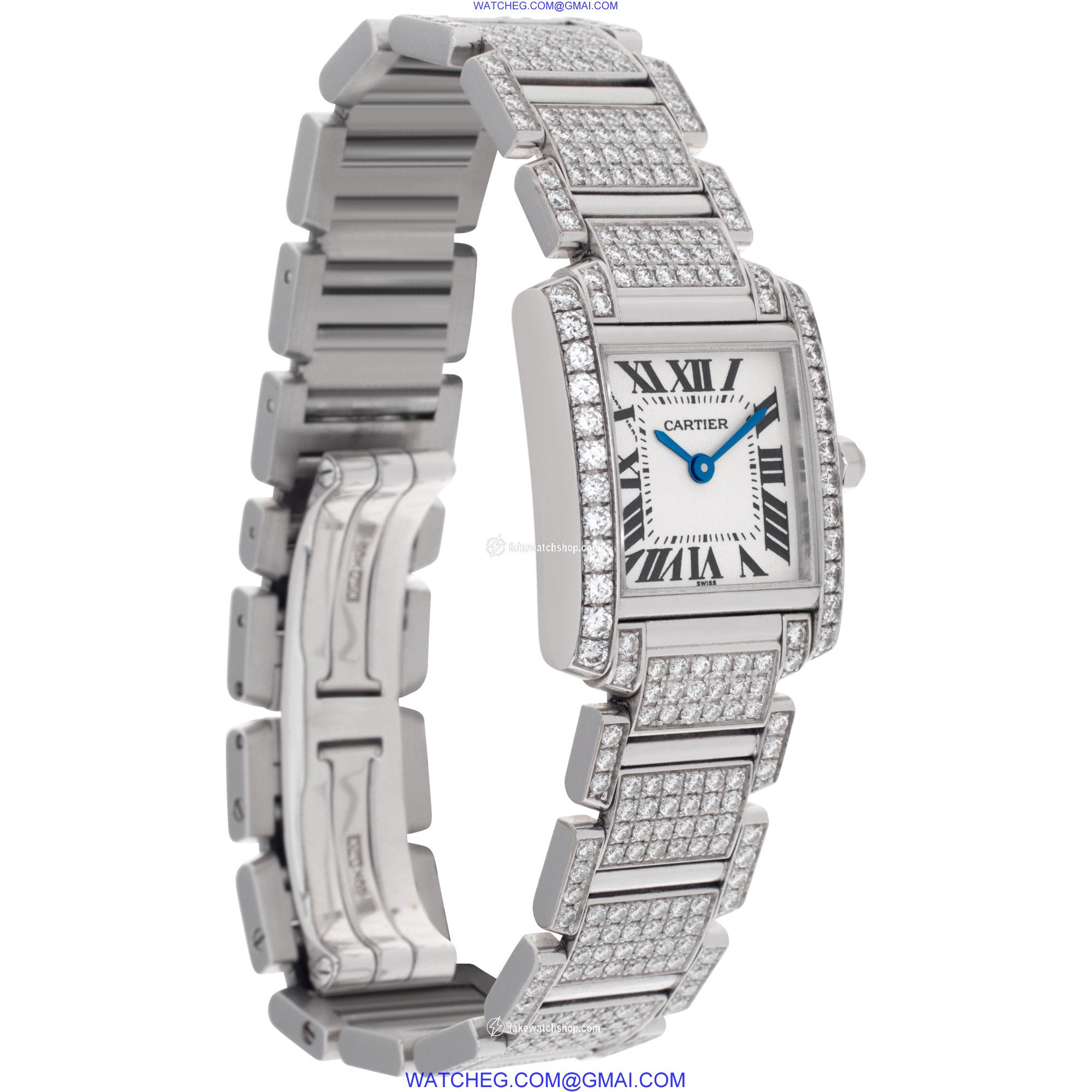Cartier 2365 Tank Francaise Quartz Female 18k White Gold 4