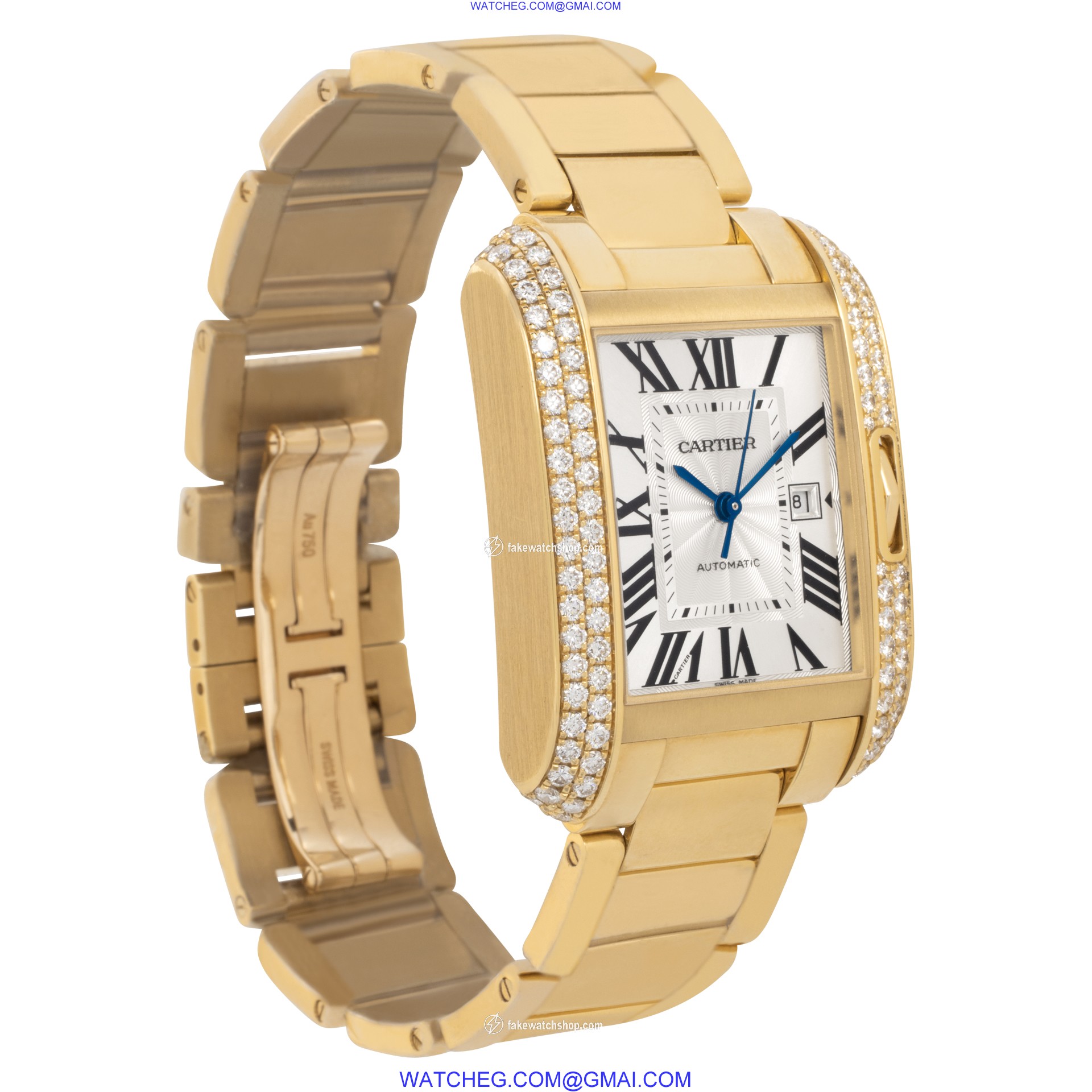 Cartier WT100003 Tank Anglaise Automatic Unisex 18k Yellow Gold 4