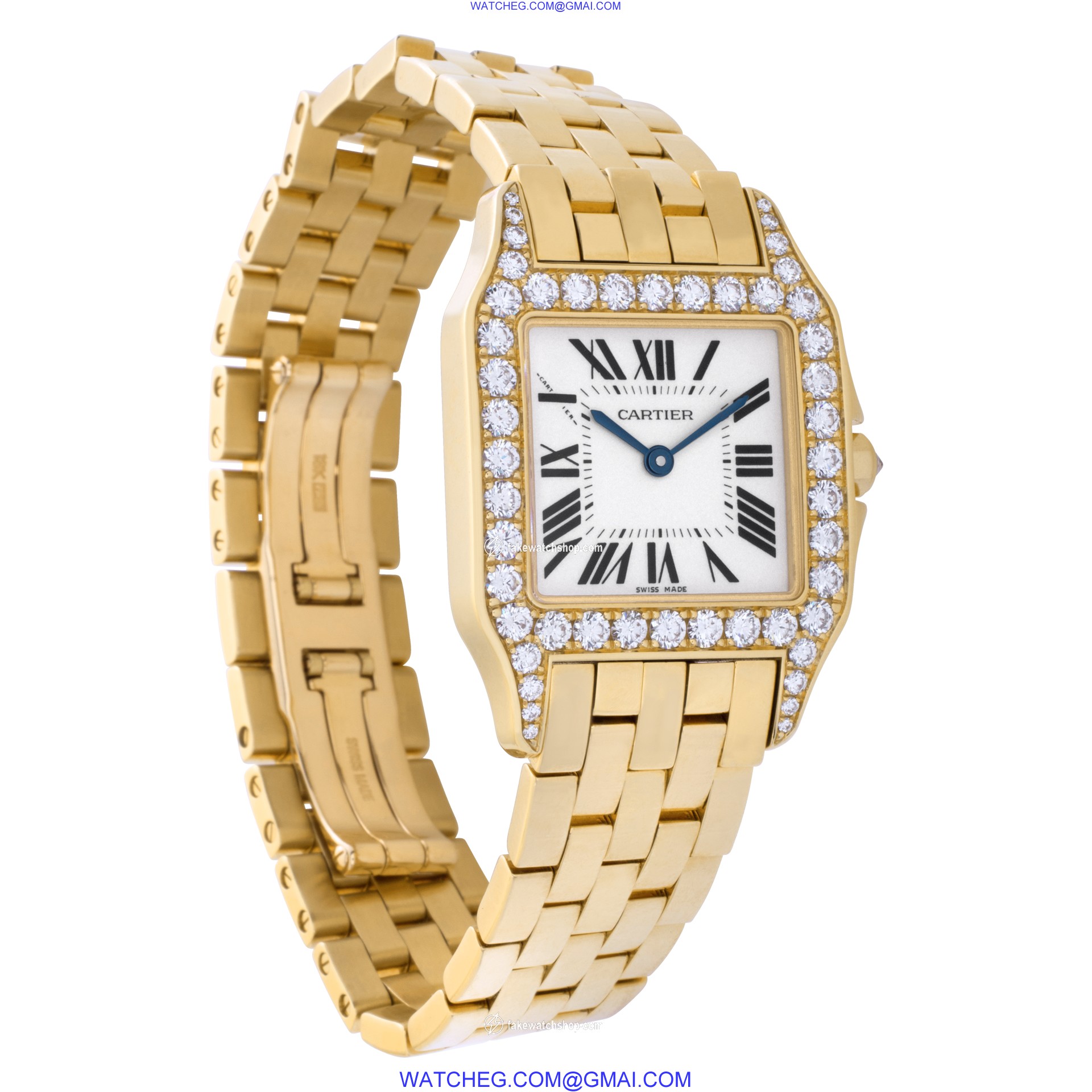 Cartier WF9002Y7 Santos Demoiselle Quartz Unisex 18k Yellow Gold 4