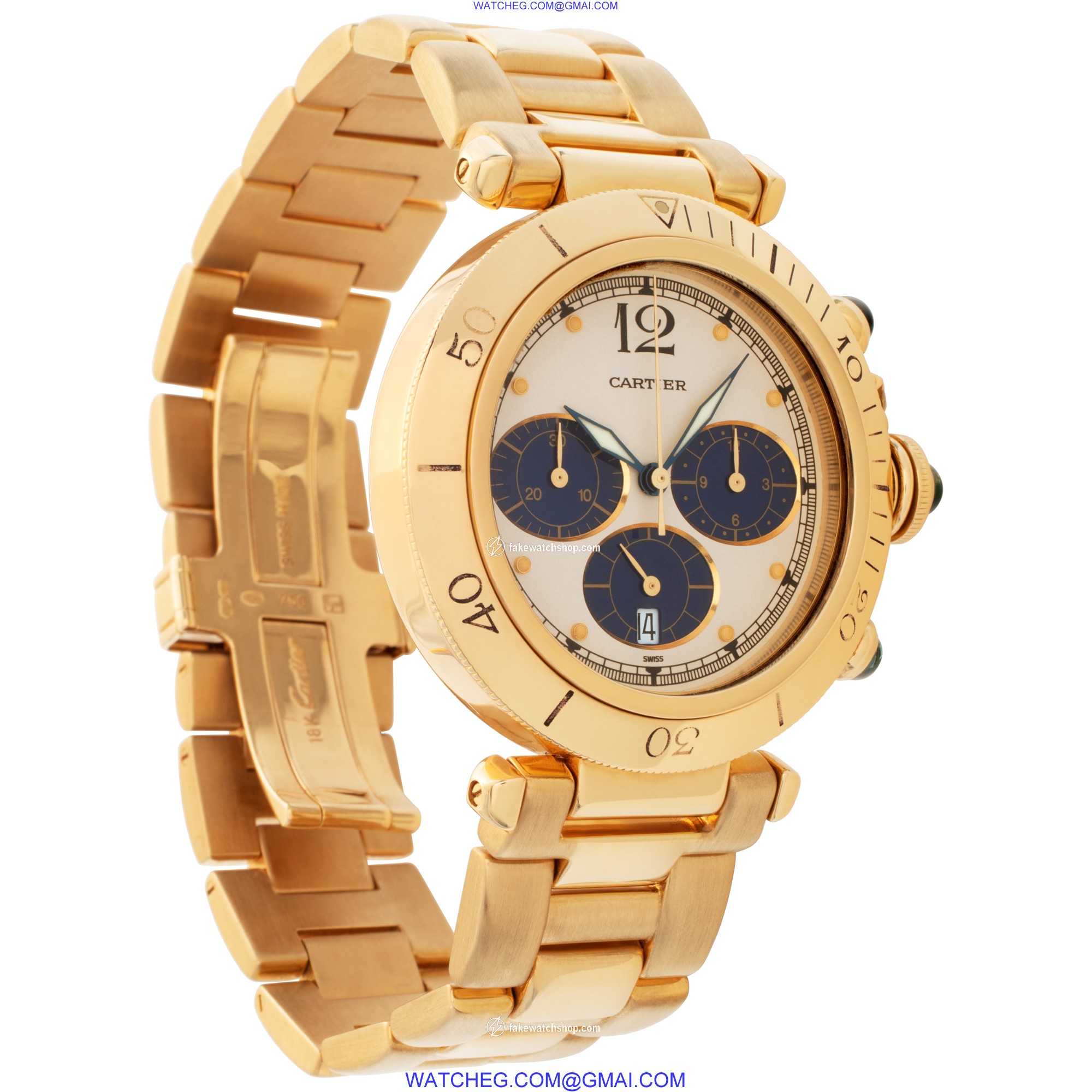Cartier 30009 Pasha Chronograph Quartz Unisex 18k yellow gold 4