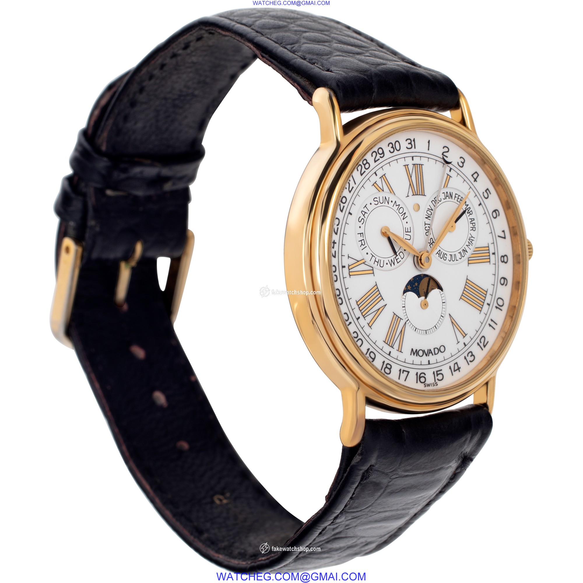Movado 87-03-862 Annual Calendar Quartz Unisex Gold Fill 4