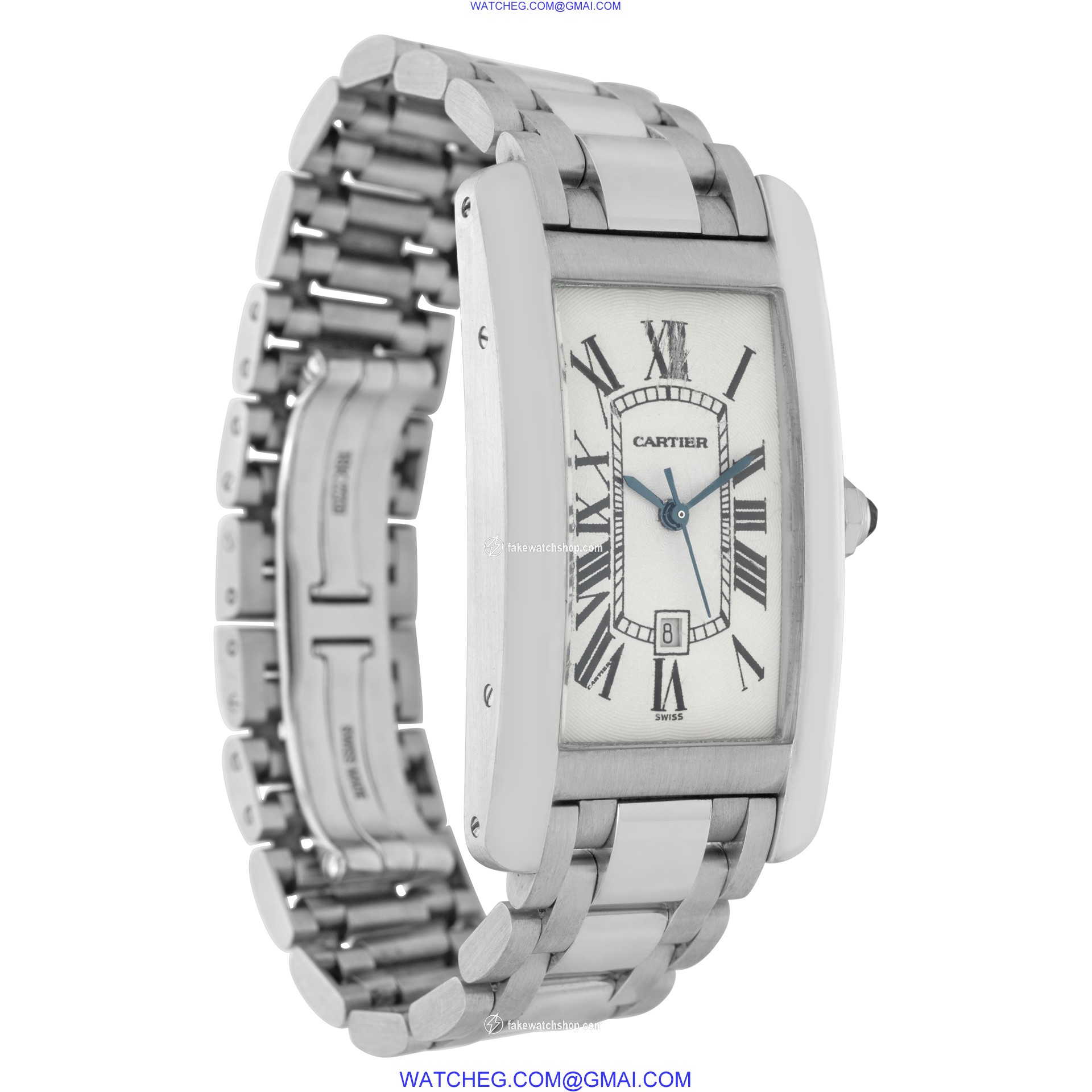 Cartier W26036L1 Tank Americaine Automatic Unisex 18k White Gold 4