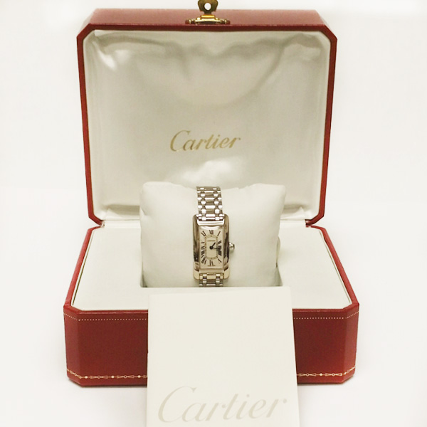 Cartier w26019L1 Tank American Quartz Female 18k White Gold 5
