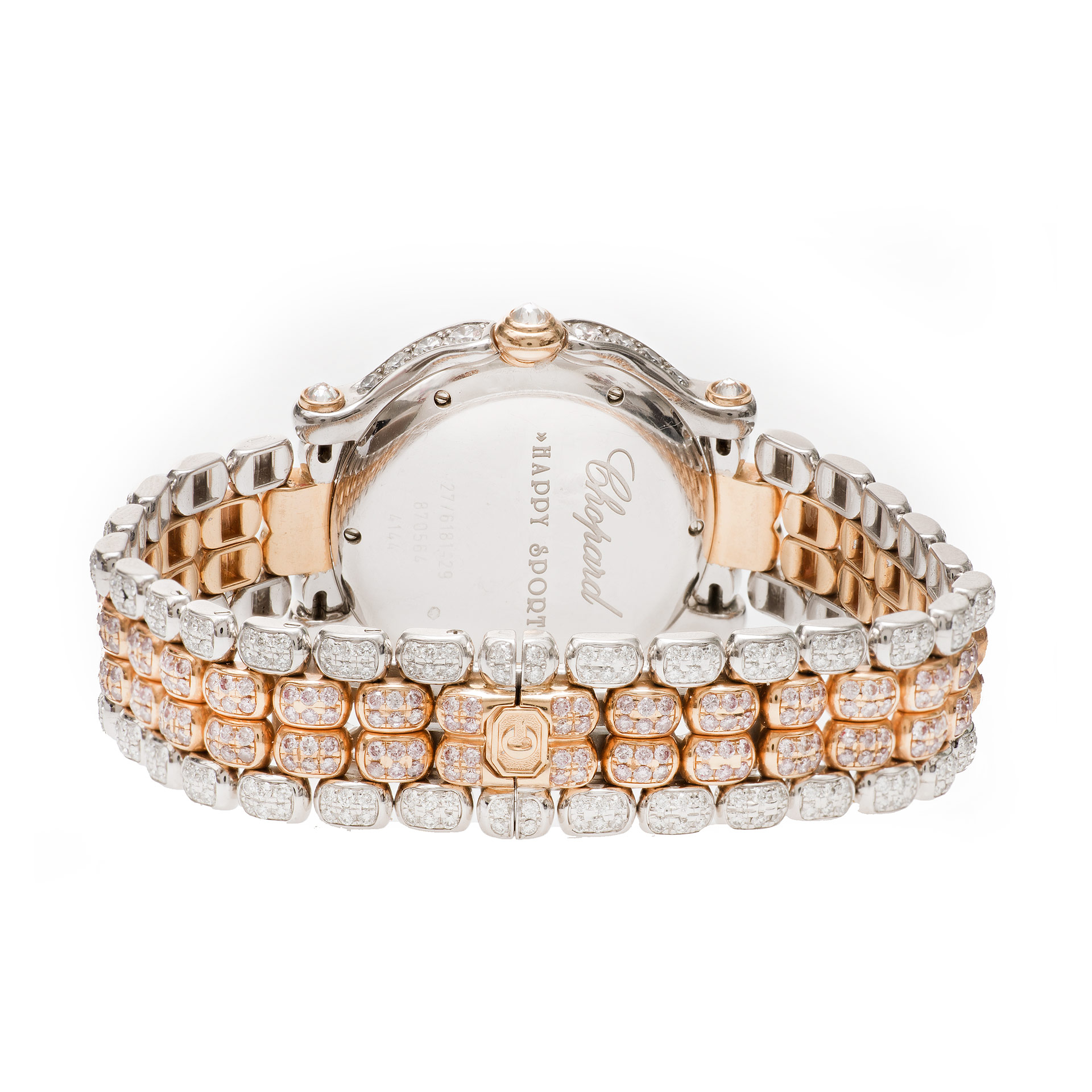 Chopard 27/6181-29 Happy Sport Quartz Female 18k White and Pink Gold 5