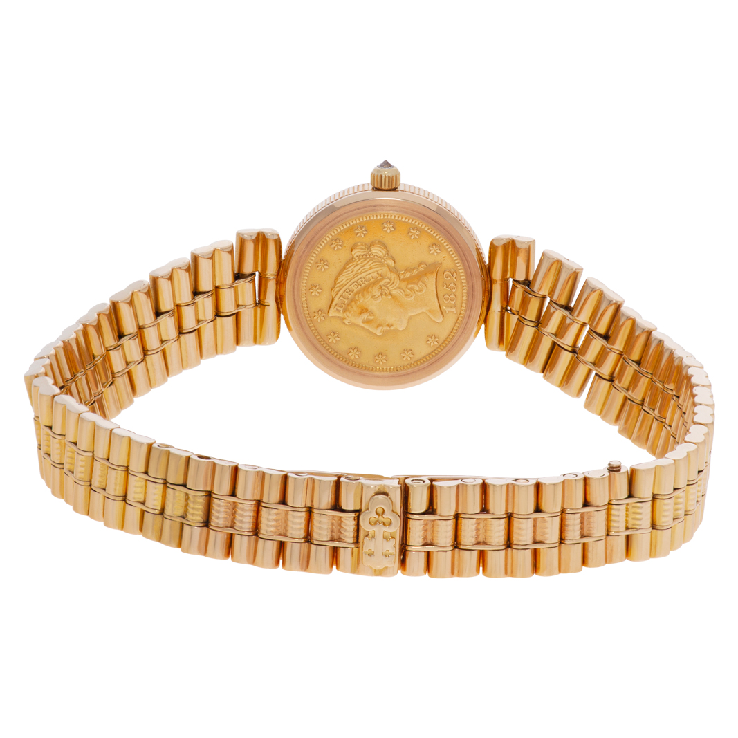 Corum 1852 $2.50 gold coin Quartz Female 18k yellow gold 5